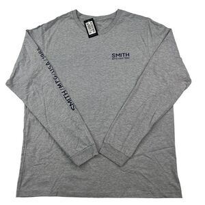 New Smith Men 100% Cotton Gray Long Sleeve T-Shirt Crew Neck Pullover US XXL